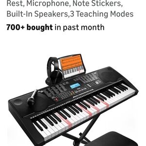 Electronic Keyboard with Stand and Microphone - Black